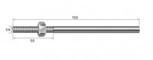 Haste Telha + Porca 1/4 x 150 R55 mm Zincado Branco - 10 peas